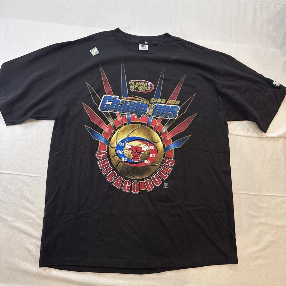 Vintage Starter Chicago Bulls 1998 Finals Jordan 90s T Shirt XL NBA New !